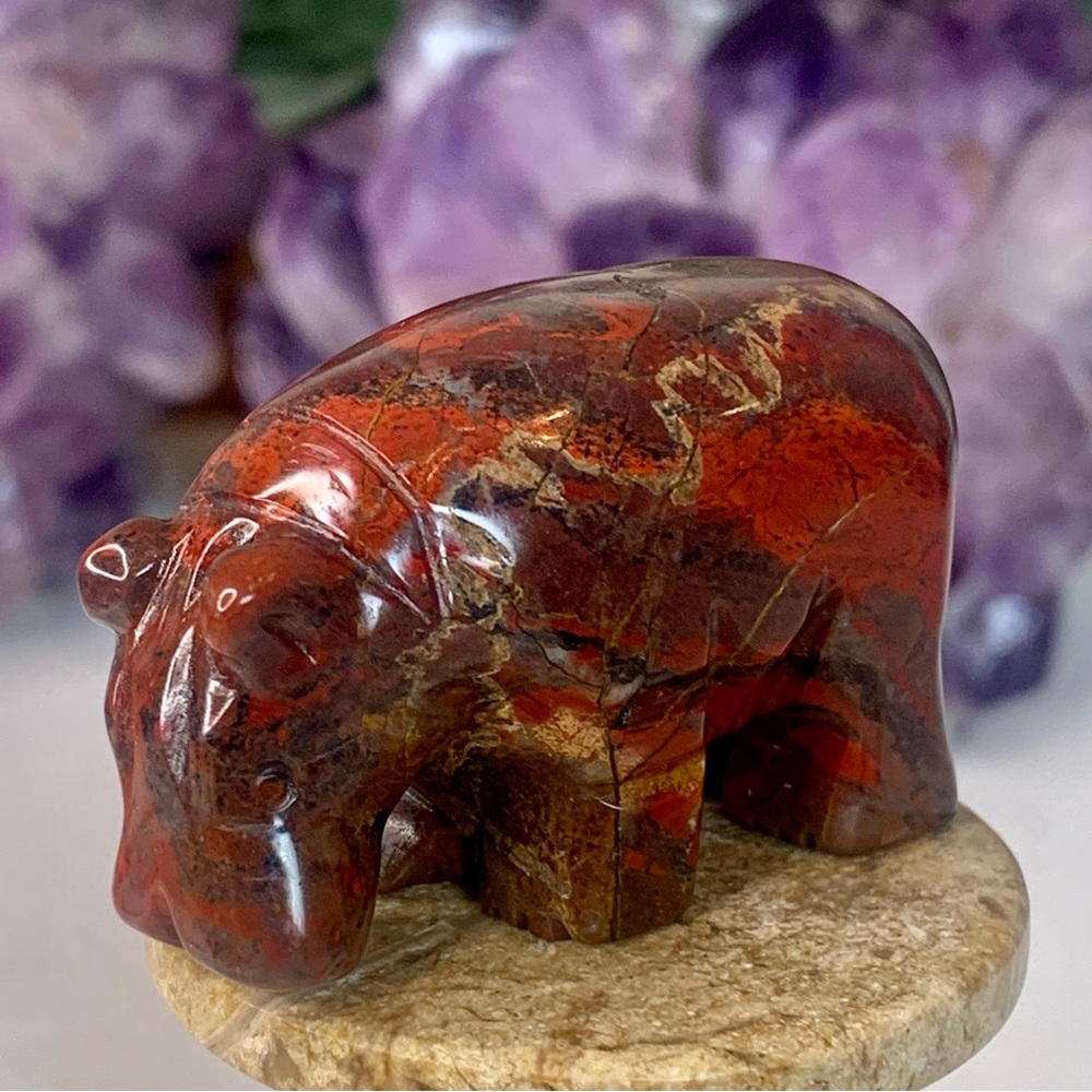 Red Tiger Iron Carved Stone Bear Crystal Carving Animal Figurine Rare 2" READ - Picture 3 of 16